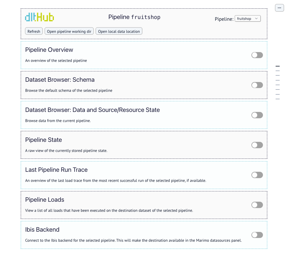 dlt's pipeline dashboard