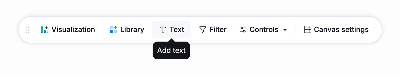Add text block from dashboard toolbar
