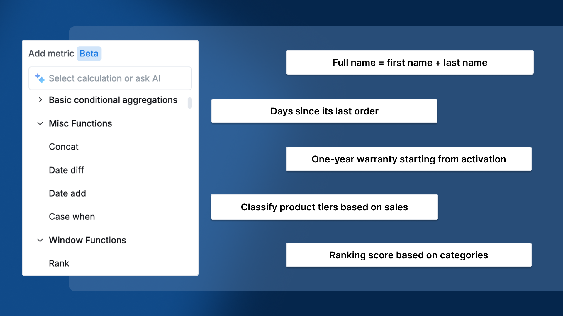 Calculation Builder - New calculations