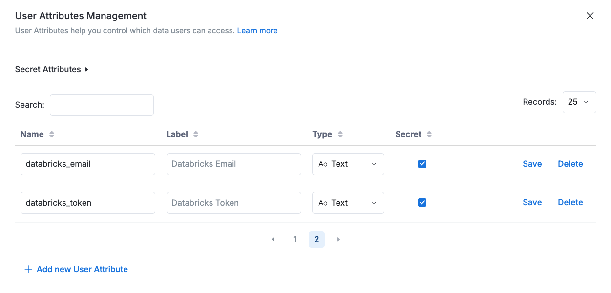 Secret User Attribute