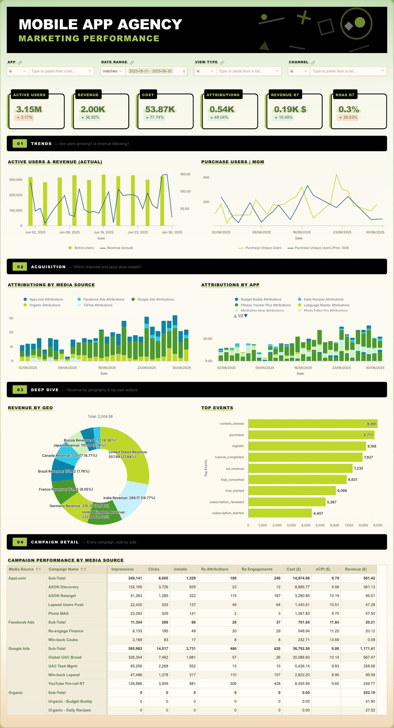 Mobile App Marketing Performance: Full page