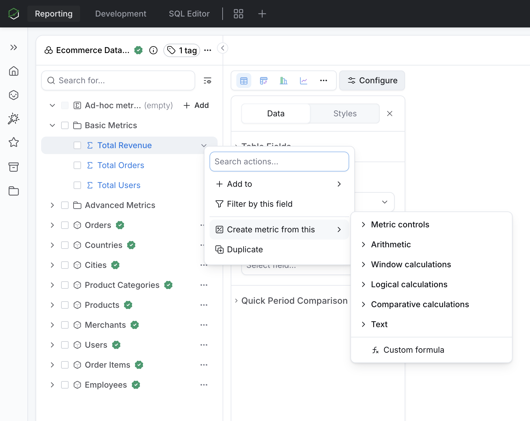 Start from the dataset tree preview