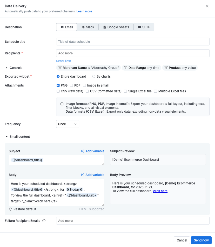 Email schedule modal