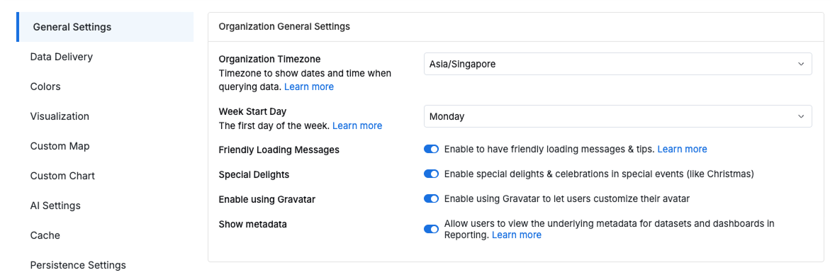 General Settings page in Holistics Administration