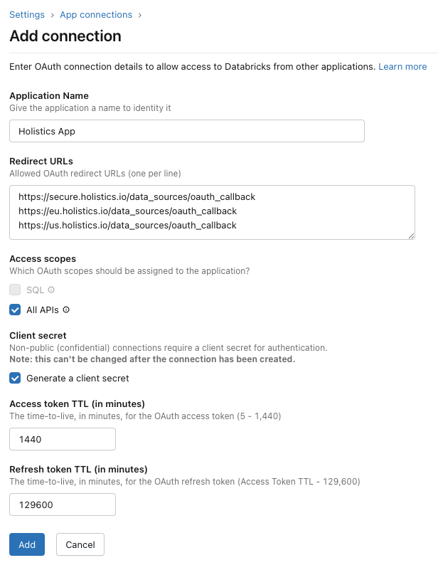Databricks Custom OAuth Application