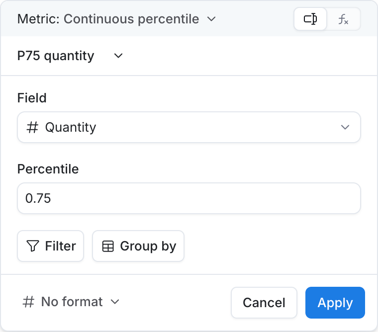 continuous percentile calculation
