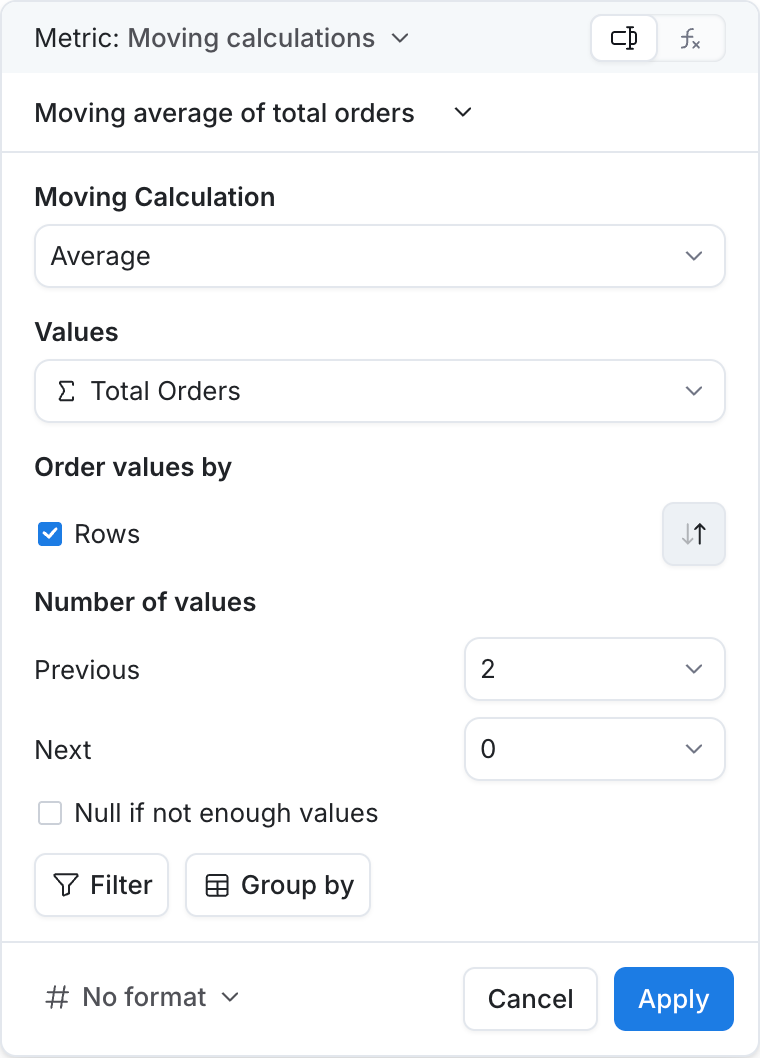 moving average calculation