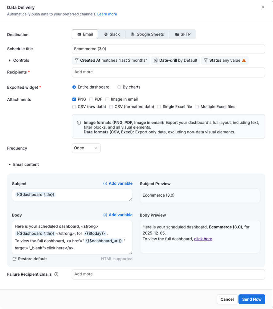 Email schedule modal