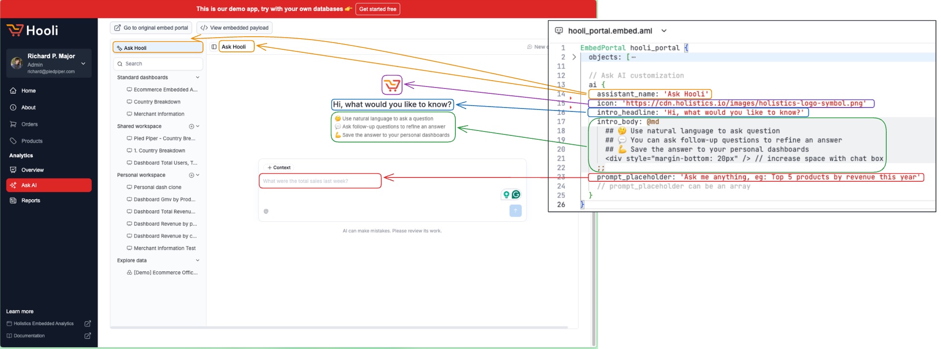 Customize Ask AI Welcome Page in Embedded Analytics