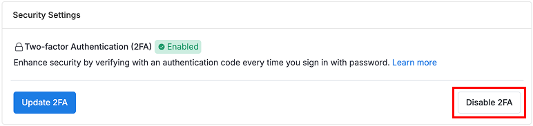 Disable 2FA - User