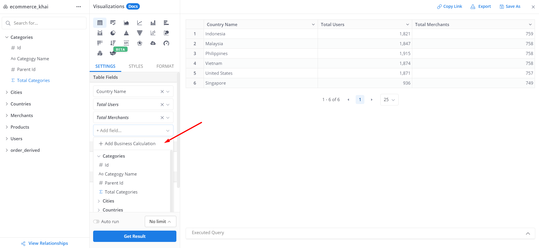 Add Business Calculation