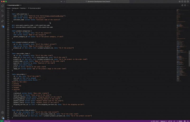 dbdiagram VS Code Extension