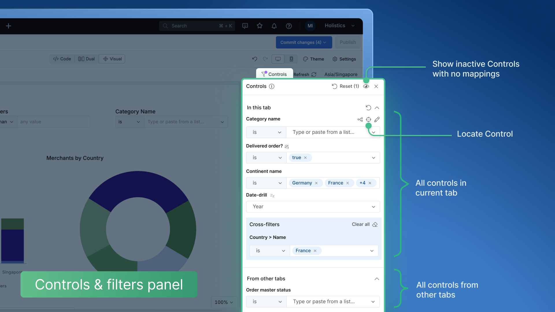 Controls & filters panel
