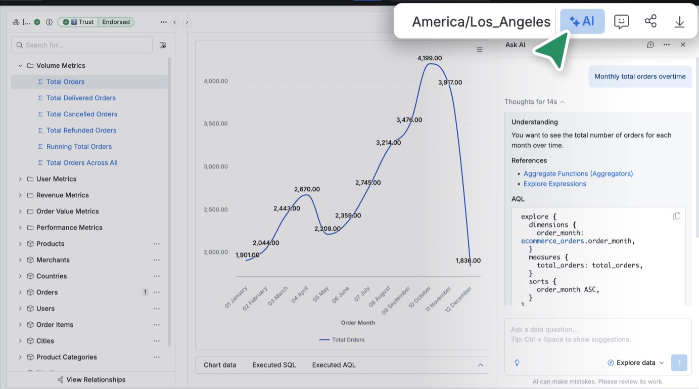 Asking questions in Ask AI