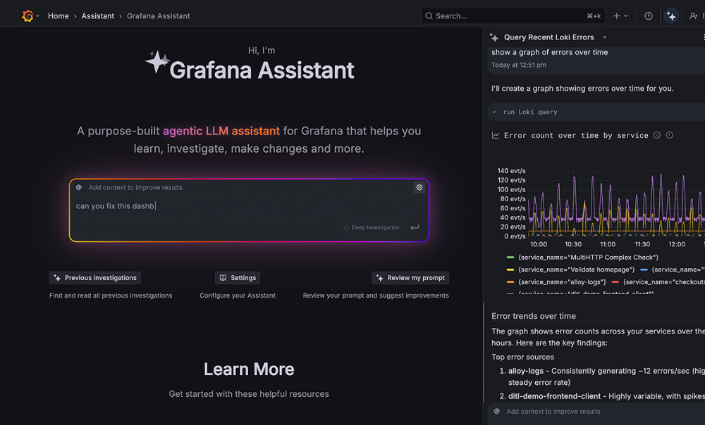 Grafana dashboard