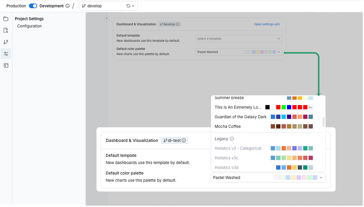 Legacy color palettes list in Project Settings