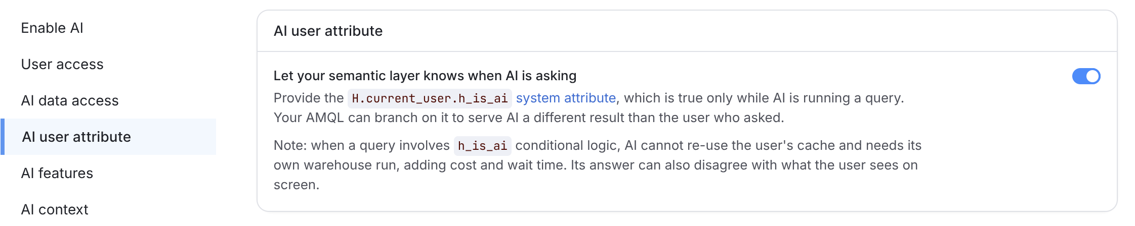 AI user attribute setting